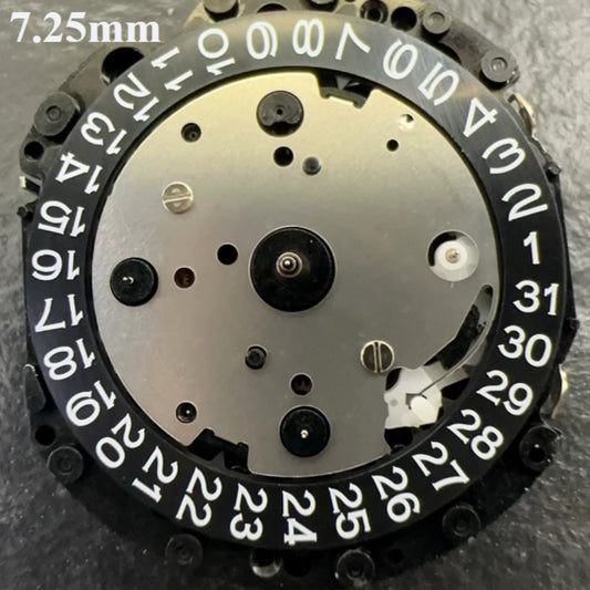 Original Japan-made VD53 quartz movement watch accessory with 7.25mm black disk, HCP3 brand precision.