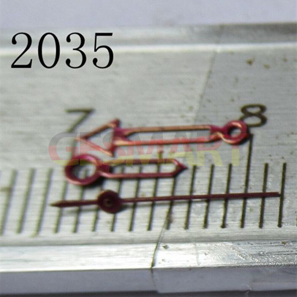 Red trim hollow arrow watch hand for Miyota 2035 series, precision fit watch accessory.