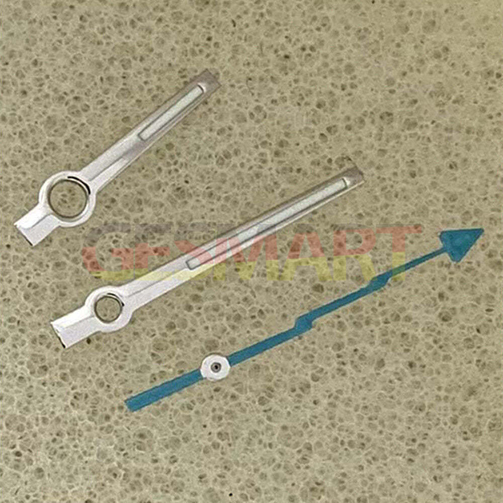 Green lume silver-trimmed watch hands for Miyota 8215/821A & Mingzhu 2813/3804 movements, precision fit.