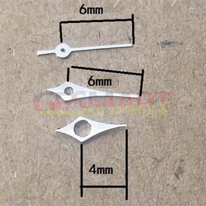 Polished silver rhombus watch hands, 6-11mm, for Epson TMI VJ12 quartz movement, sleek design.