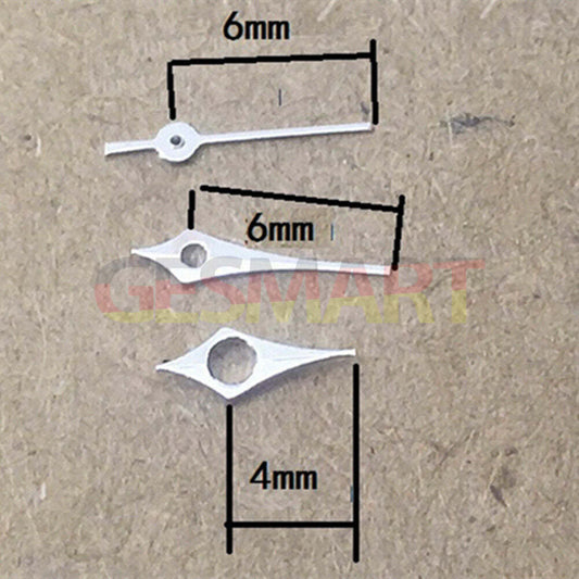 Polished silver rhombus watch hands, 6-11mm, for Epson TMI VJ12 quartz movement, sleek design.