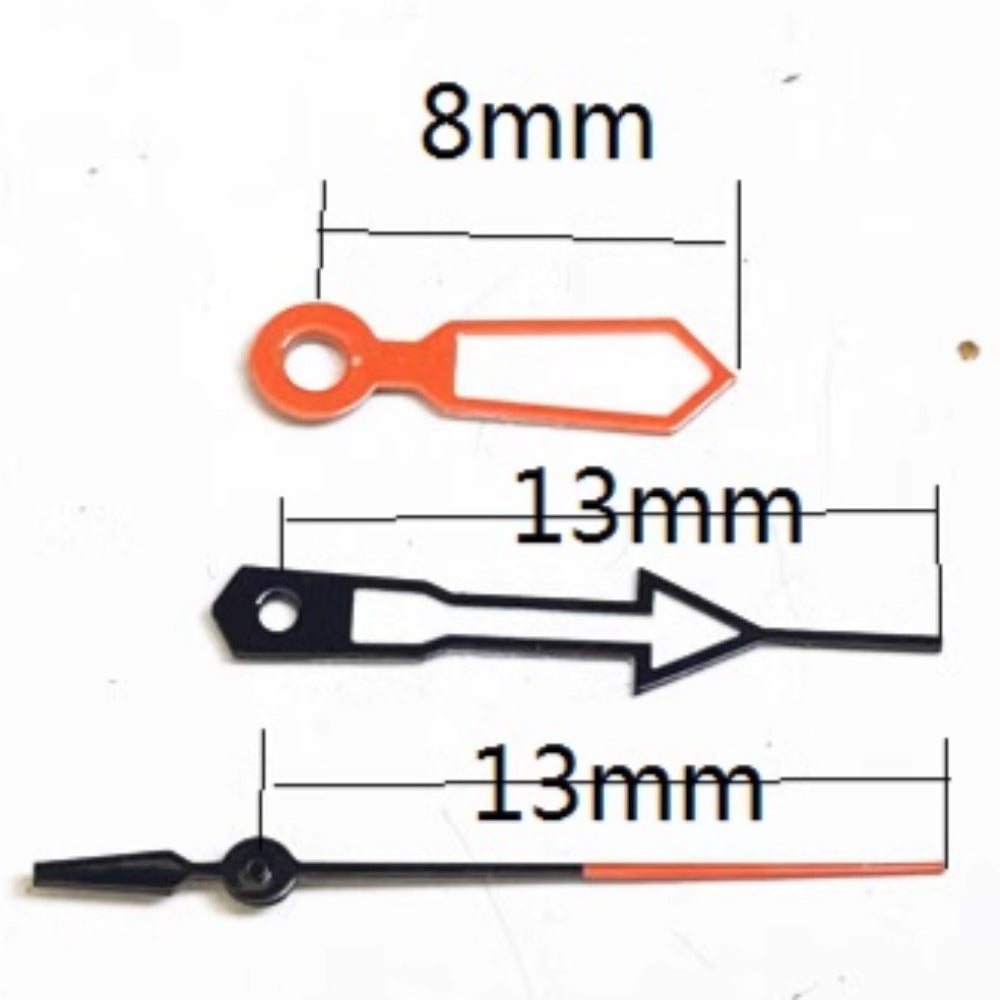 Colorful green lume watch hands 13x13x8mm for Miyota 2035 quartz movement