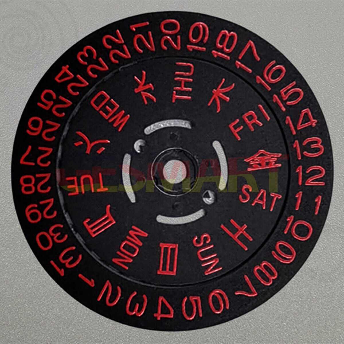 Original Japan Made red date disk wheel for NH36 movement, date display at 3.8, precision watch part.