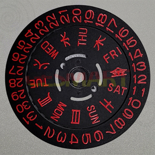 Original Japan Made red date disk wheel for NH36 movement, date display at 3.8, precision watch part.