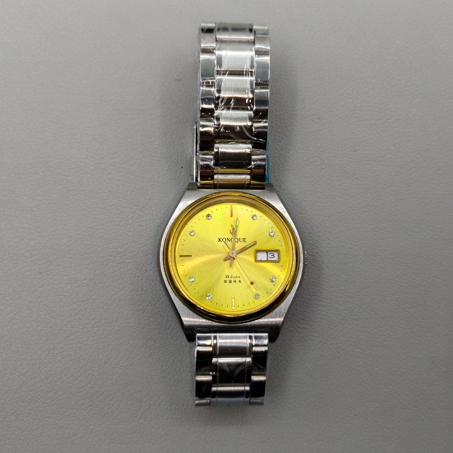 38mm Silver Band Automatic Mechanical Watch 17 Jews Double Calendar Golden Dial
