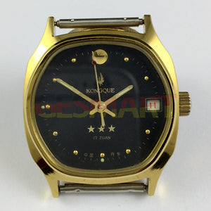 34mm Dandong Peacock Manual Mechanical Watch 17 Jews Black Dial Single Calendar