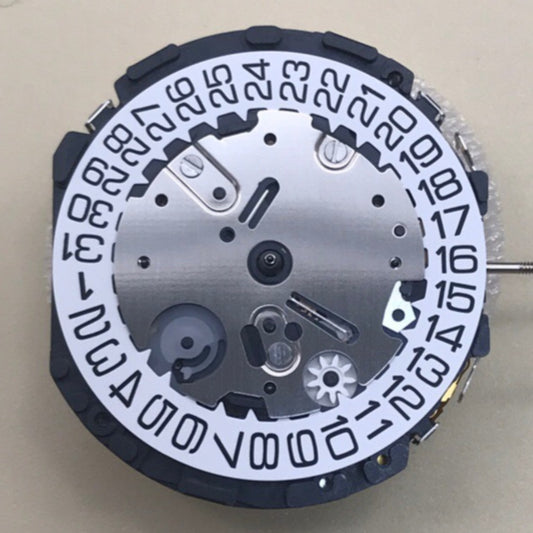Hattori VR32 Japan quartz chronograph watch movement for precise timekeeping and durability.