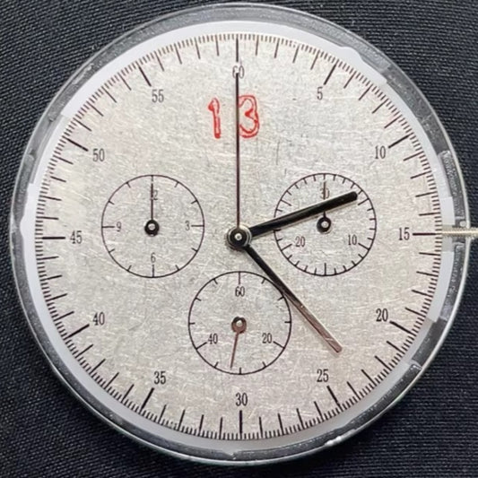 Asian 7750 automatic chronograph movement displaying day and date at 3 o'clock, high-precision watch accessory.