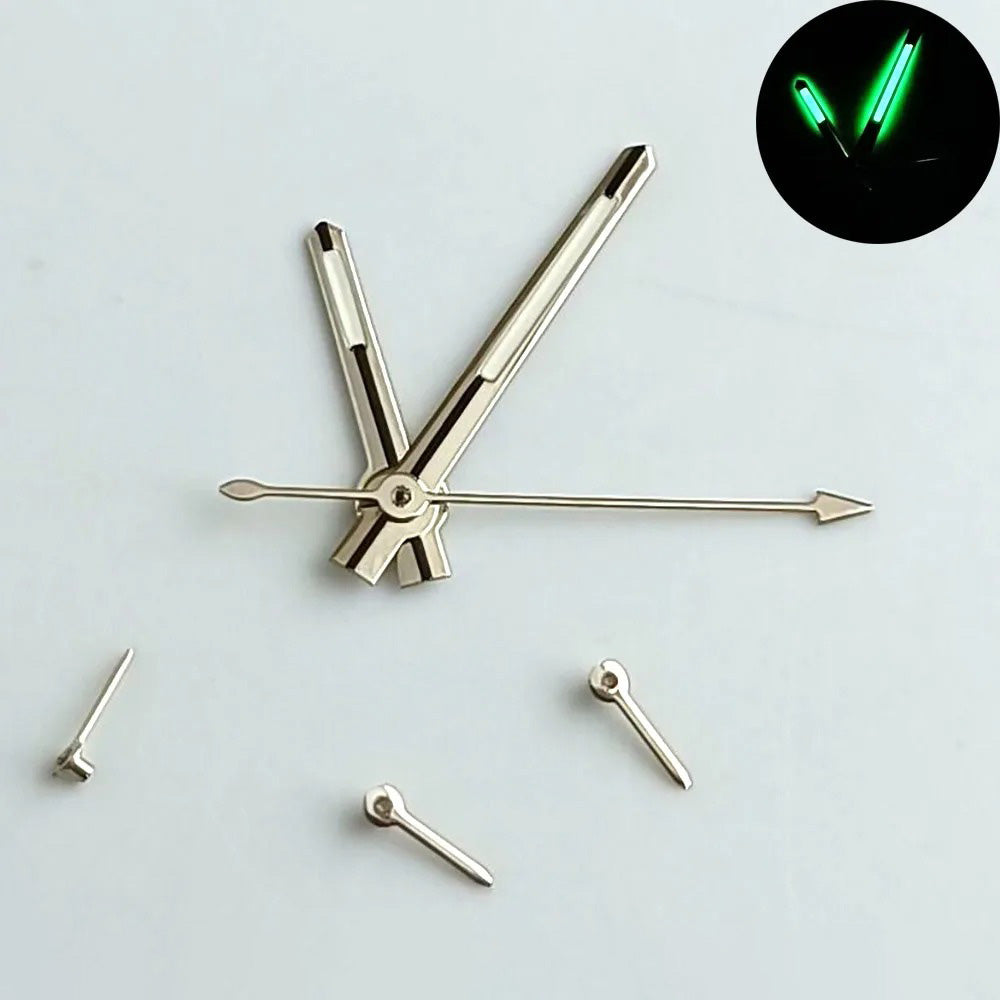 Green luminous watch hands for VK63 VK63A quartz movement, enhancing readability and style