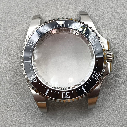 44mm Watch Case for Deep SEA Style for NH34/35/36 Rotating Black Bezel Solid Back