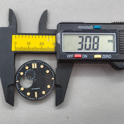 Modified Black Wave Pit Lume Golden Nail Watch Dial Fit for NH39 Movement