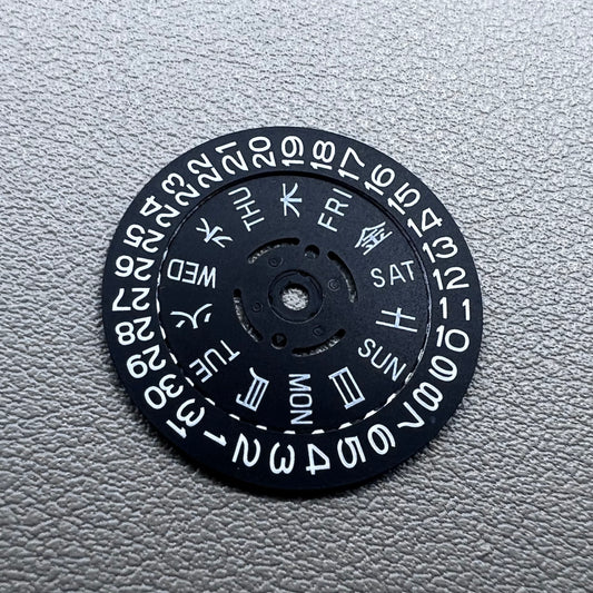 Blue Lume Black Date Disk Wheel Week Wheel for Movement NH36 Crown@3.0