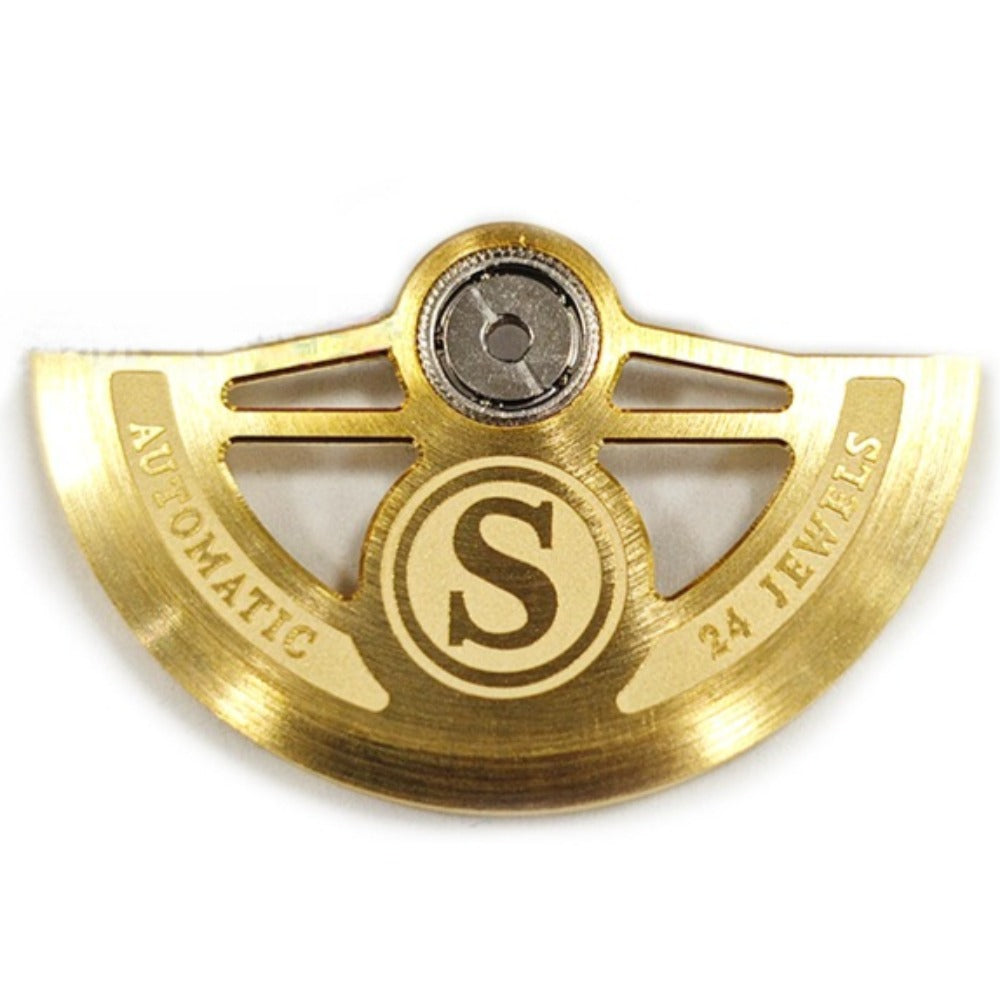 Golden bilateral symmetrical hollow rotor weight with S carving, designed for NH35 NH36 movements by Golden.