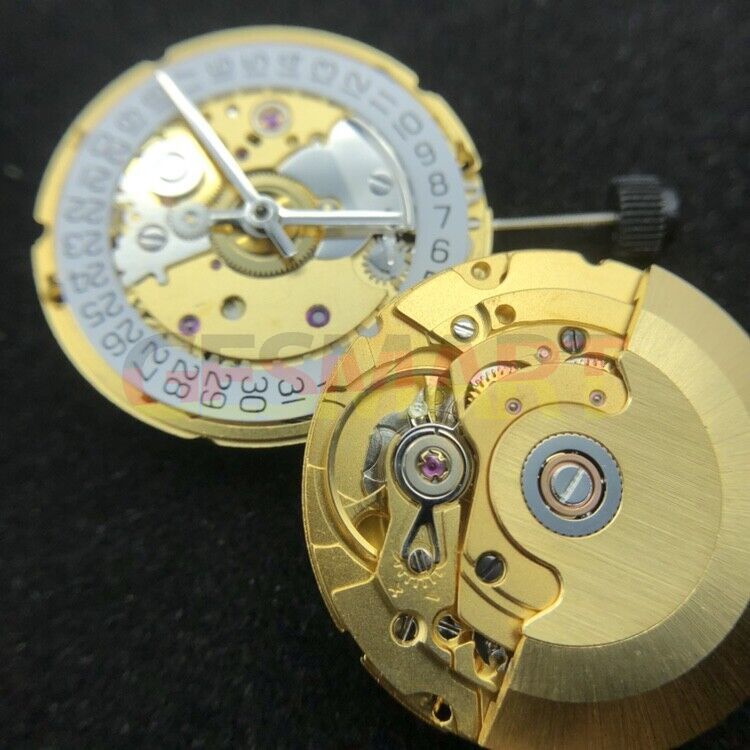 TIANJIN ST2130 golden mechanical watch movement with single calendar, compatible with 2836-2 and 2824-2 models.