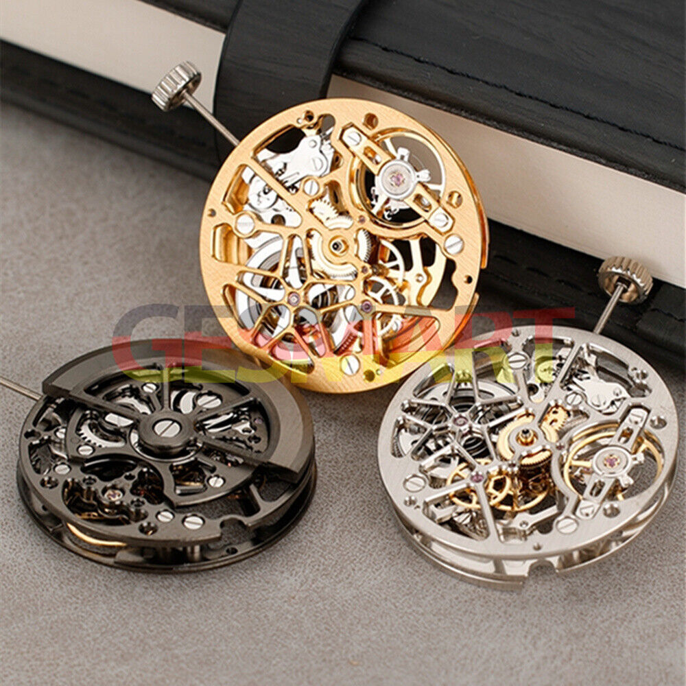 HZ1A02A watch accessory showcasing silver, gold, and black hollow automatic mechanical movement by China Made