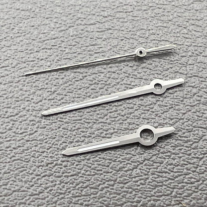 Silver trim watch hands with green luminous tips for ETA 2892, 2846, 2836, 2824 movements.