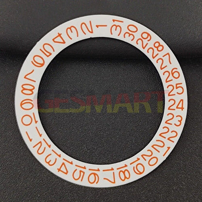Orange date disk overlay for NH35 NH36 watch movements on white background, enhancing timepiece customization.