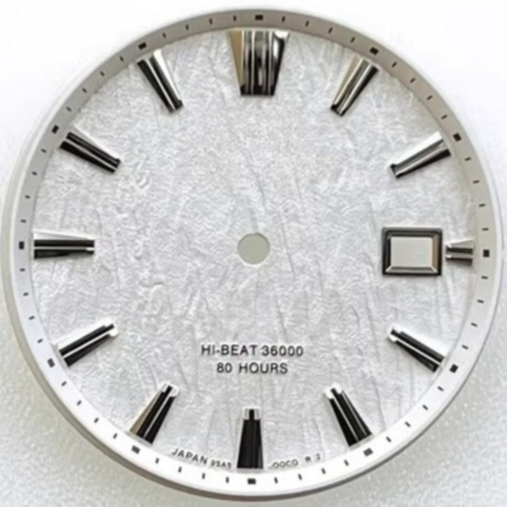 White Ice Vein GS watch dial 33.5mm, designed for NH35 movement, stylish accessory for custom watches.