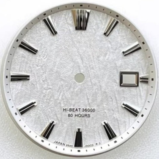 White Ice Vein GS watch dial 33.5mm, designed for NH35 movement, stylish accessory for custom watches.