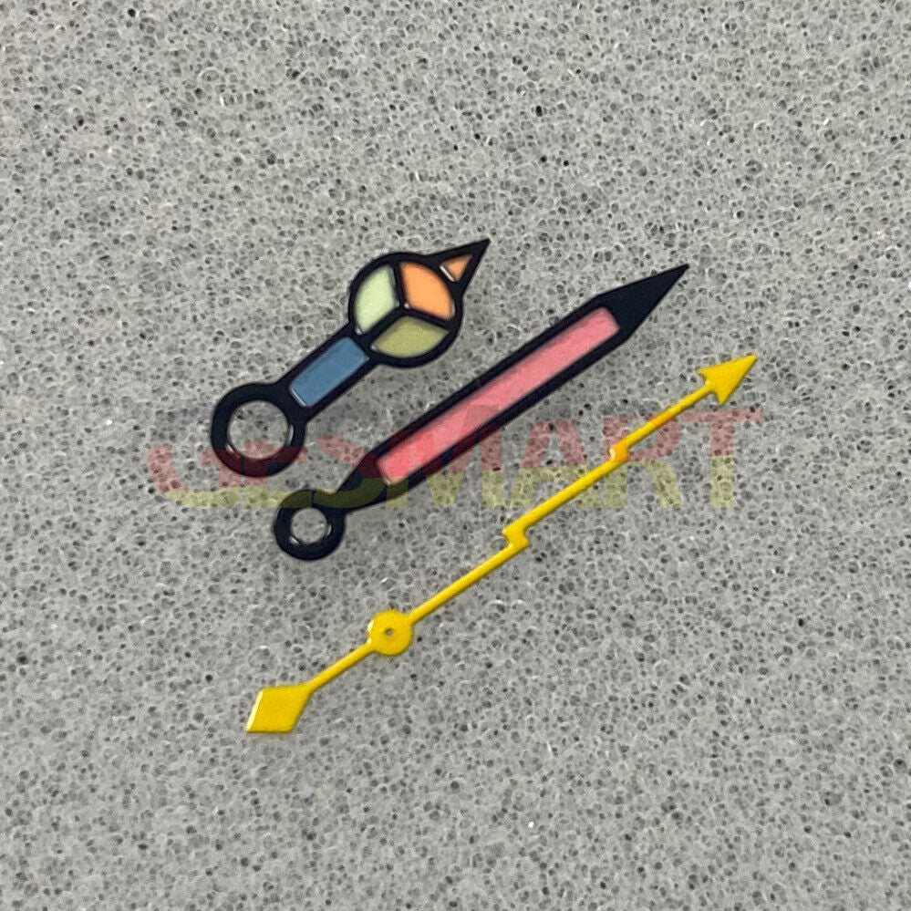 Black trim green luminous 3 hands arrow shape watch hands for NH35/NH36/4R/7S.