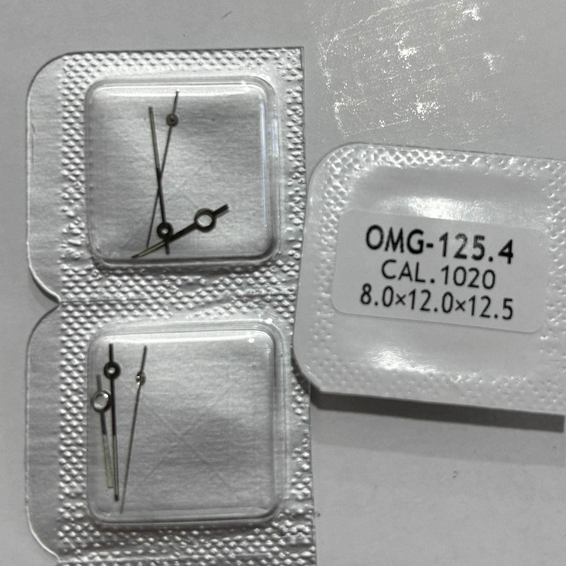 Silver trim green lume watch hands set for ETA1020 movement, 3 hands, precise fit for upgrade.