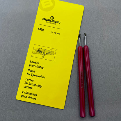 Bergeon 5430 Swiss hairspring collet lever measuring 1.80mm, precise watchmaking tool.
