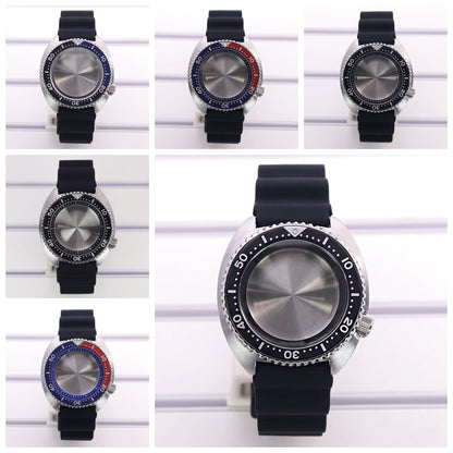 45mm Turtle Abalone Watch Case For NH35 NH36 NH34 NH38 Steel Chapter Ring Bezel