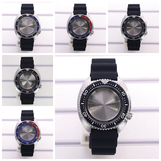 45mm Turtle Abalone Watch Case For NH35 NH36 NH34 NH38 Steel Chapter Ring Bezel