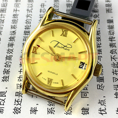 TAISHAN 26mm manual mechanical lady watch featuring 19 jewels, Roman numerals, and single calendar display for elegant style.