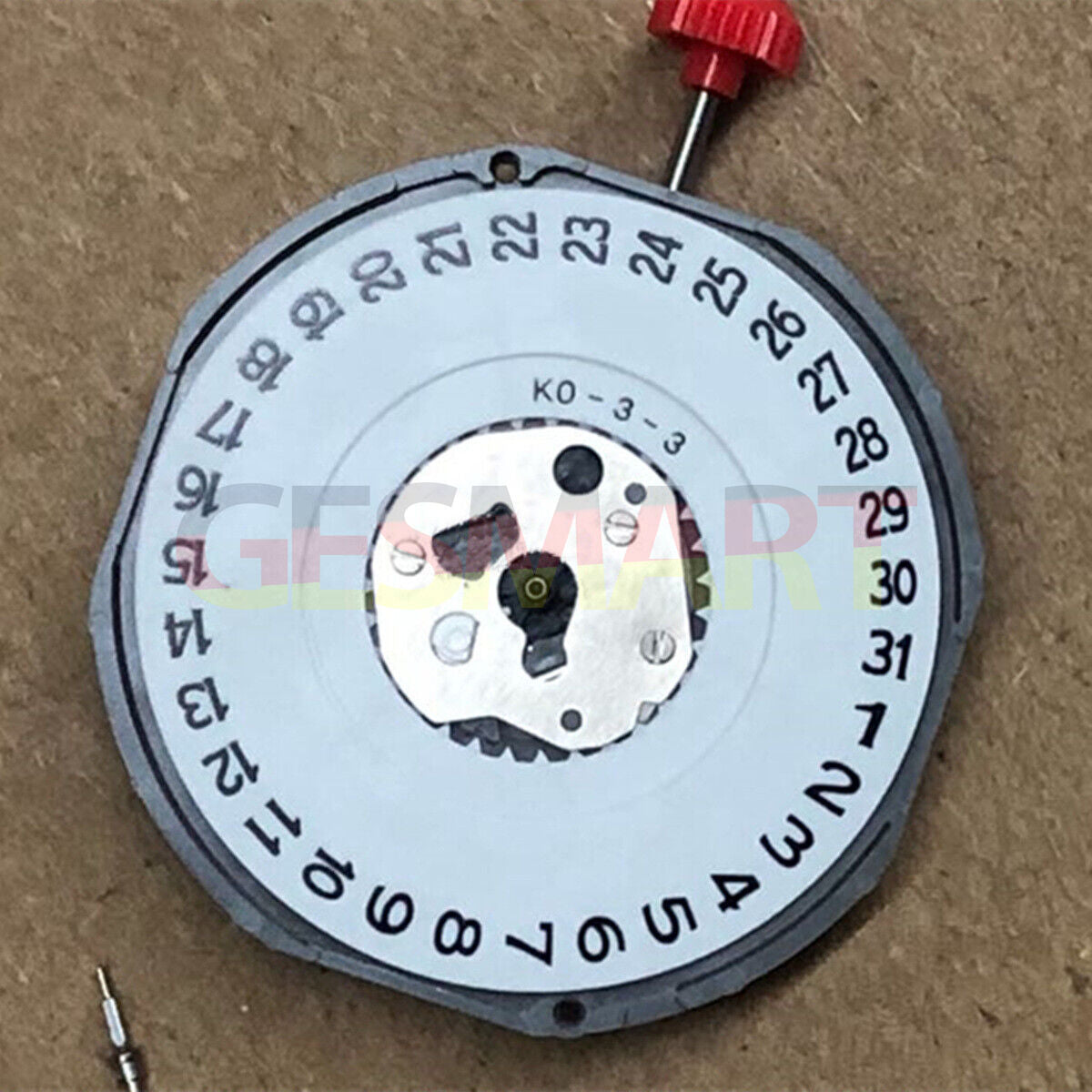 Miyota 2415 quartz watch movement with white disk date wheel at 3 o?clock for precise timekeeping.