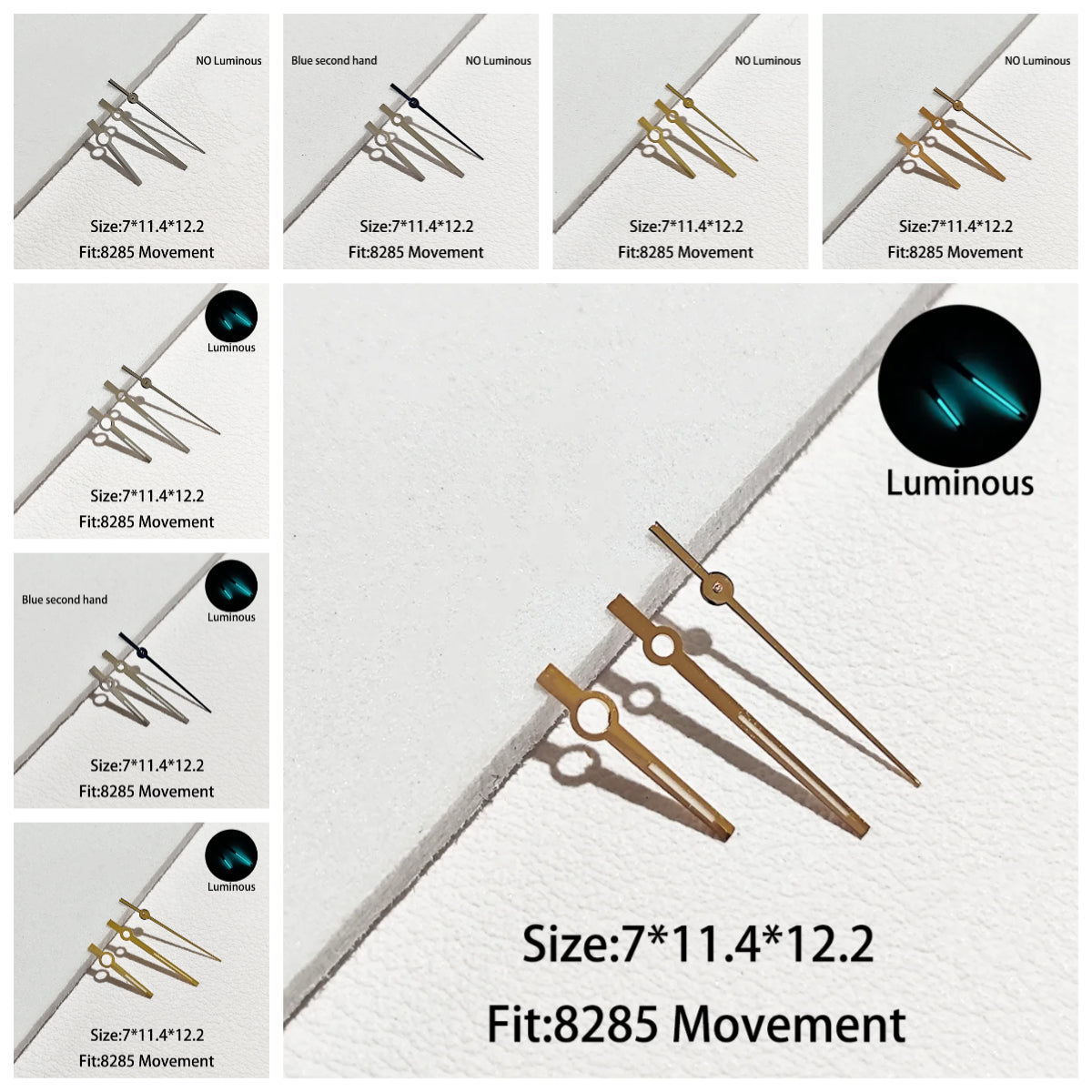 For M8285 Hands High Qualit Parts Blue-Green C3 Luminous for Automated Watches