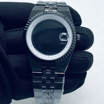 904L Black 40mm Land-Dwellwe Watch Case+Strap Sapphire Glass For NH34 NH35 NH36