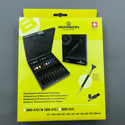 Swiss Bergeon 7899-A10 Set Of 10 Ergonomic Screwdrivers Ø0.50mm-Ø3.00mm
