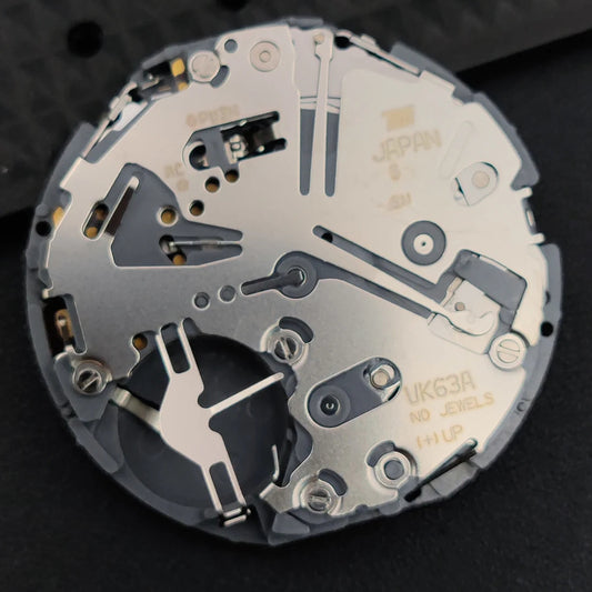 Original Japan VK63A quartz watch part with white date disk at 6 o?clock, single calendar, precise timekeeping