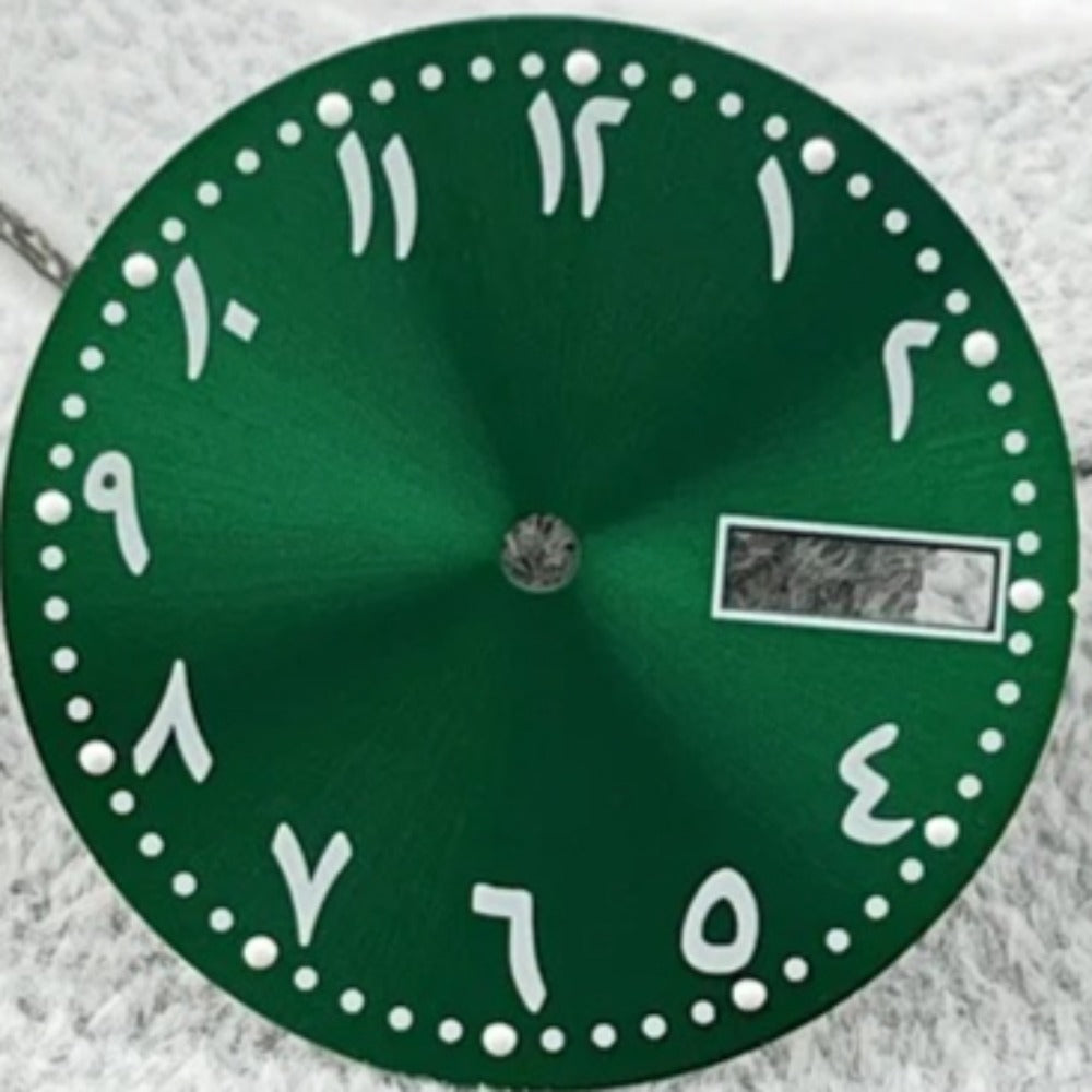 Green Modified 28.5mm Arabic Font Watch Dial Green Lume for NH36/4R36/7S26