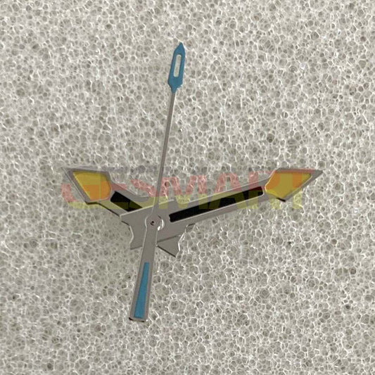 Silver trim color block watch hands compatible with NH35, NH36, 4R, and 7S movements.