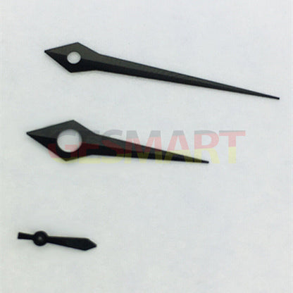 Long pointed black watch hands without lume, compatible with ST3600/ST3620/ETA6497/6498 movements.