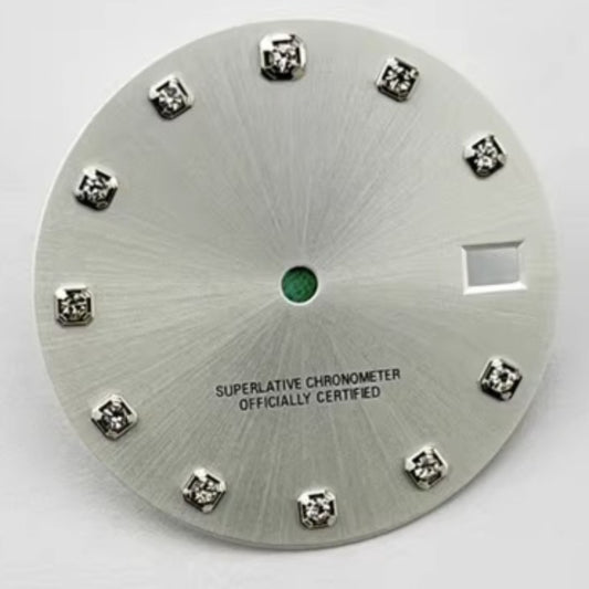28.5mm Silver Rhinestone Modified Watch Dial NH35A/4R35 Movement No Logo