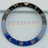 38mm Ceramic Slope Black+Blue Ring White/Golden Font GMT Watch Bezel for SUB