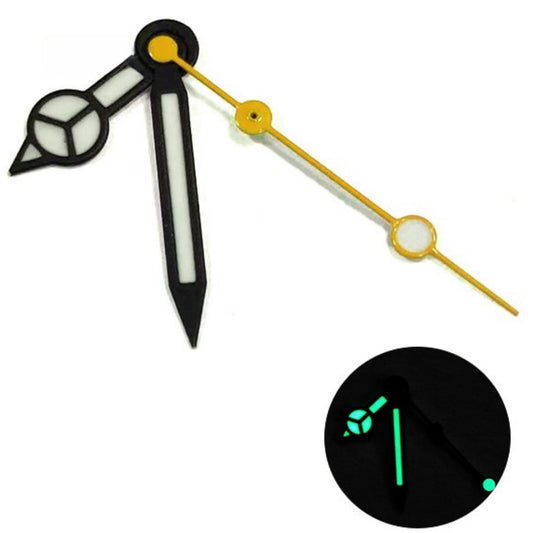 Matted black trim white painted lume watch hands with yellow second hand for NH35/36 movement