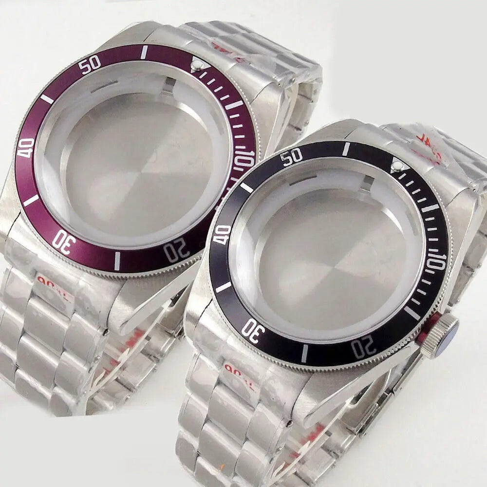 40mm Bliger Solid Steel Sapphire Glass Watch Case Fit For NH35 NH36 Black Bay