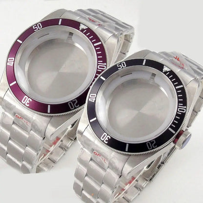 40mm Bliger Solid Steel Sapphire Glass Watch Case Fit For NH35 NH36 Black Bay