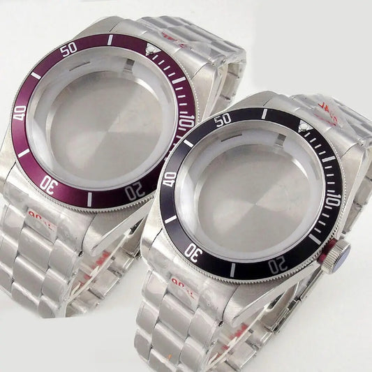 40mm Bliger Solid Steel Sapphire Glass Watch Case Fit For NH35 NH36 Black Bay