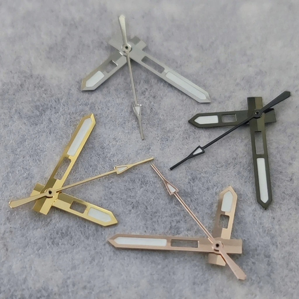 Silver/Gun/Gold/Rose Gold Green Luminous Watch Hands For NH35 NH36 NH38 7S/4R