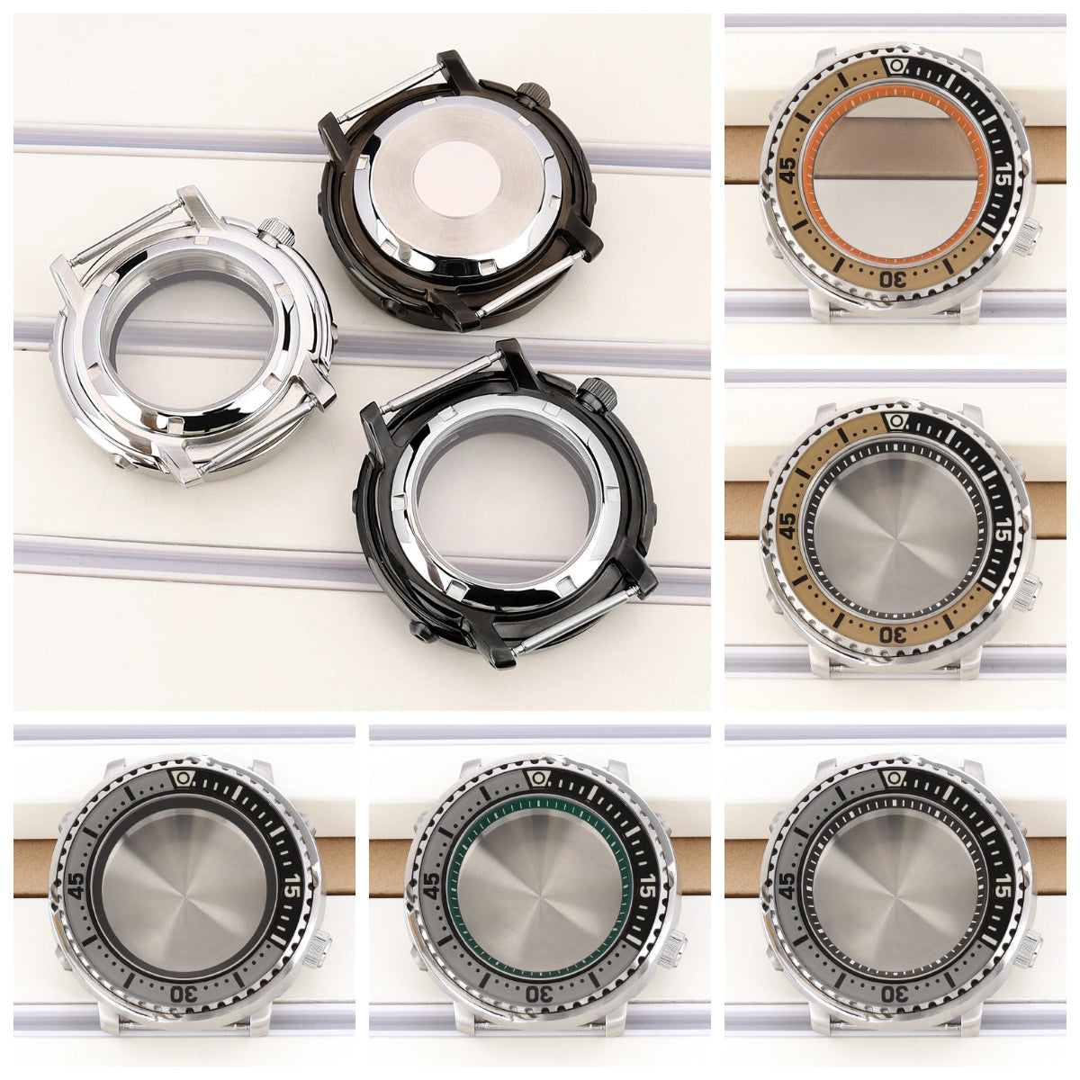 For Mod Mini Tuna Canned C3 Bezel 43mm Watch Case Sapphire Fit NH35/36 NH38 4R36