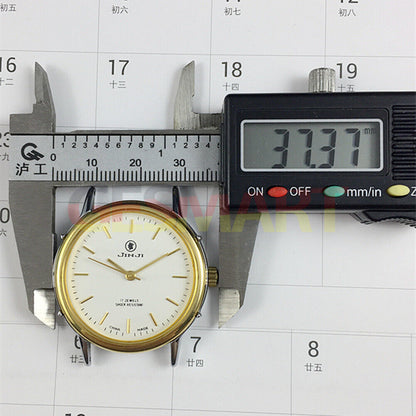 Shanghai Jinji 37mm manual mechanical watch with 17 jewels and shock-resistant golden nail design.