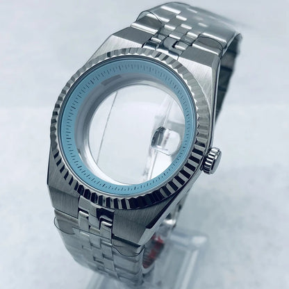 904L Black 40mm Land-Dwellwe Watch Case+Strap Sapphire Glass For NH34 NH35 NH36