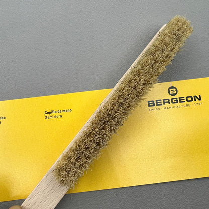 Swiss Bergeon 6377-2 hand brush with hard bristles for precise watch accessory cleaning.