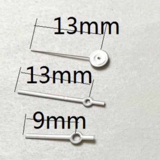 White painted 13x13x9mm watch hands for Miyota 2035 quartz movement, precise accessory.