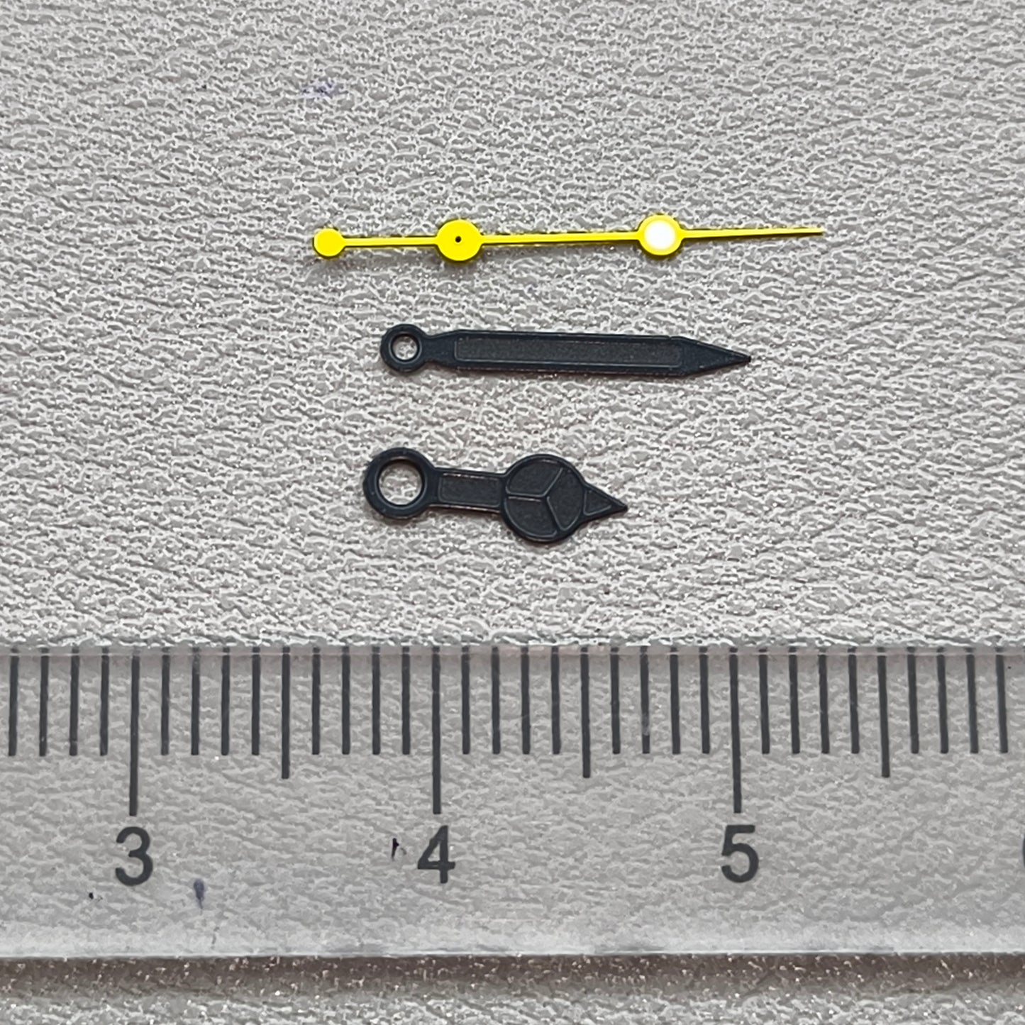 2 Sets Matted Black Painted Lume Yellow Second Hand Watch Hands for NH35 NH36